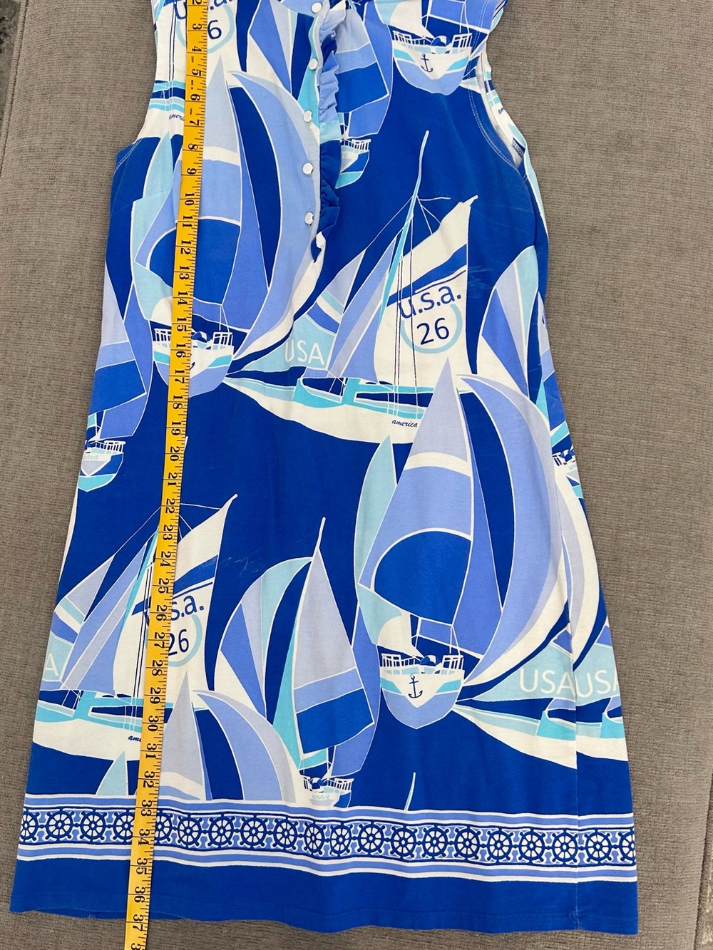 Tommy Bahama Blue Nautical Sailboat Print Mini Dress - Picture 4 of 5